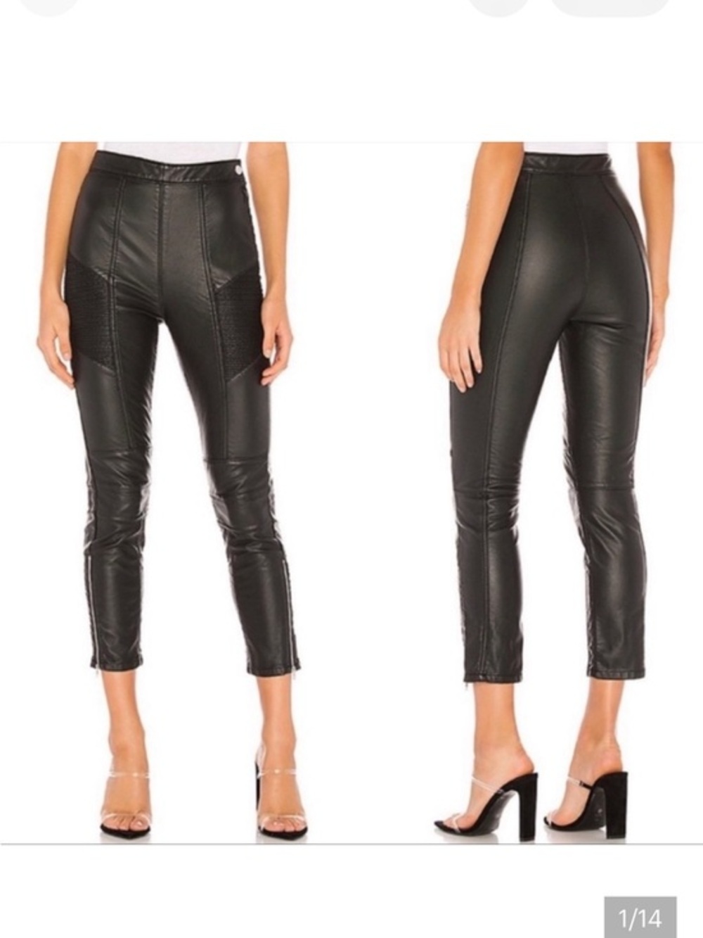 Free People Kaelin Faux Leather Moto Skinny Leggings Pants Black